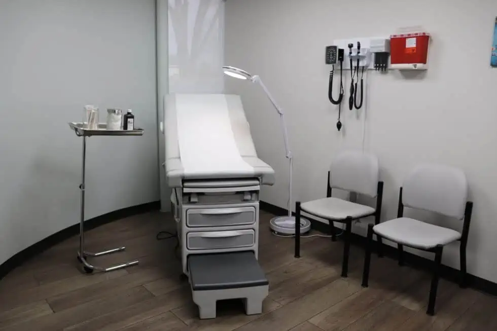 inside of an exam room of a get well practice